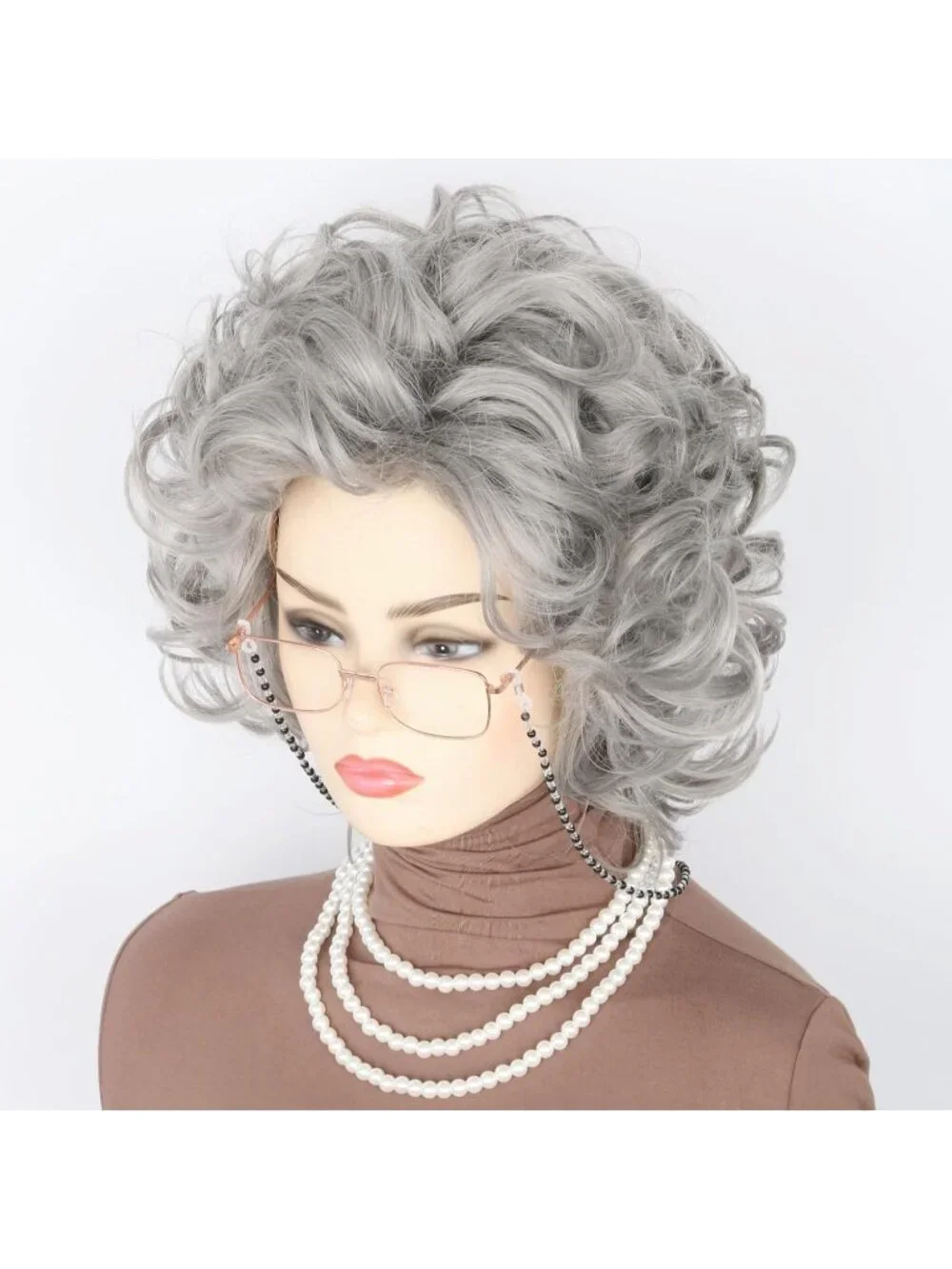 Women's Dark Grey Short Cosplay Halloween Costume Wig With Necklace Earrings